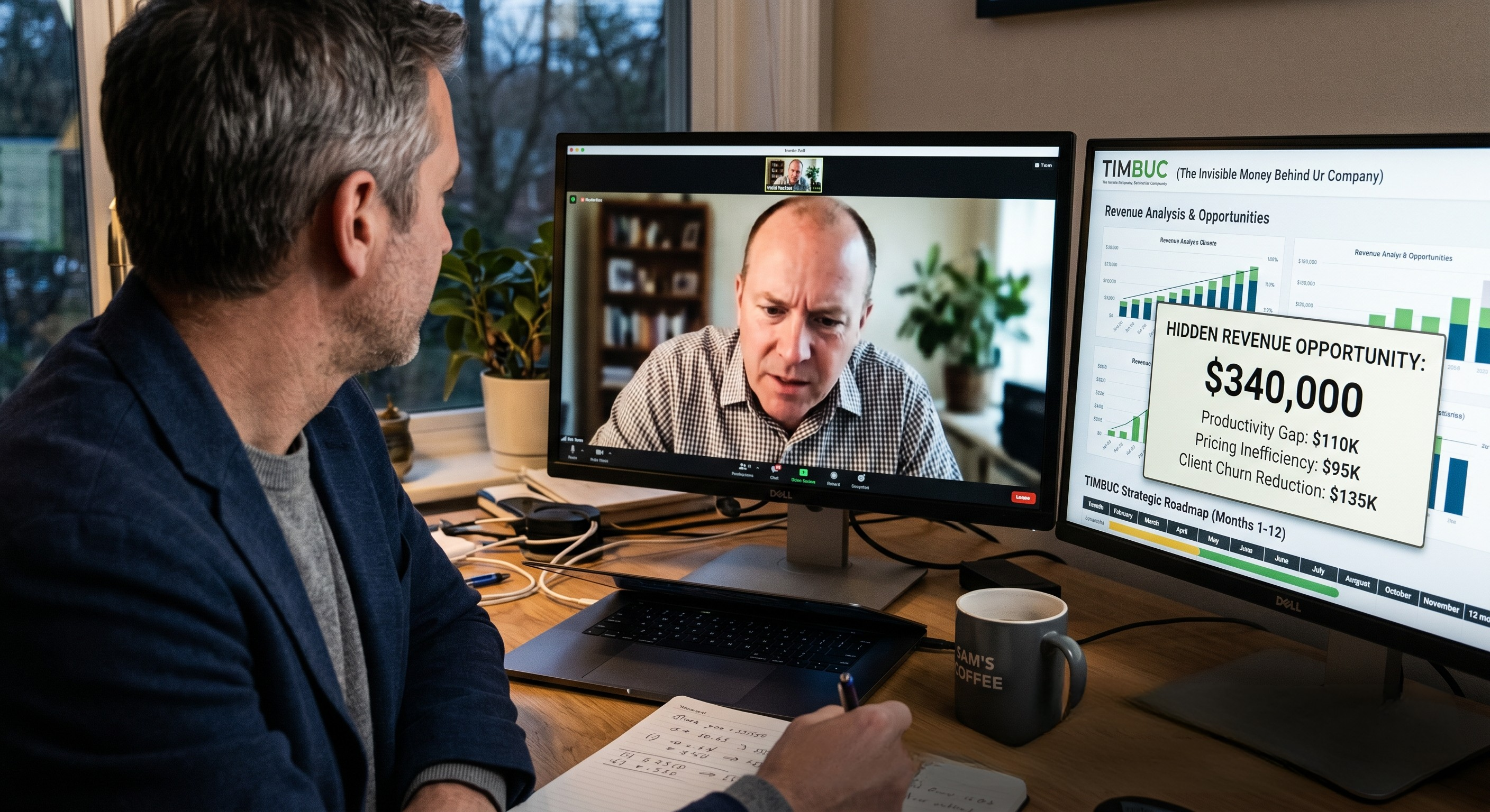 Coach reviewing a client's numbers on a call